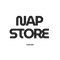 Black 'NAP STORE' text on a white background