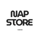 Black 'NAP STORE' text on a white background