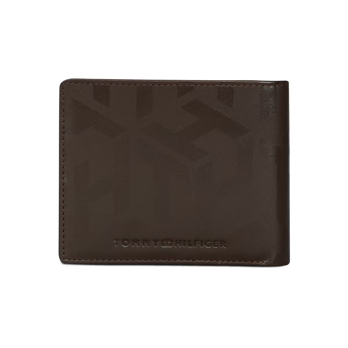 Tommy Hilfiger Arke Mens Leather Slim Fold Wallet Print Brown